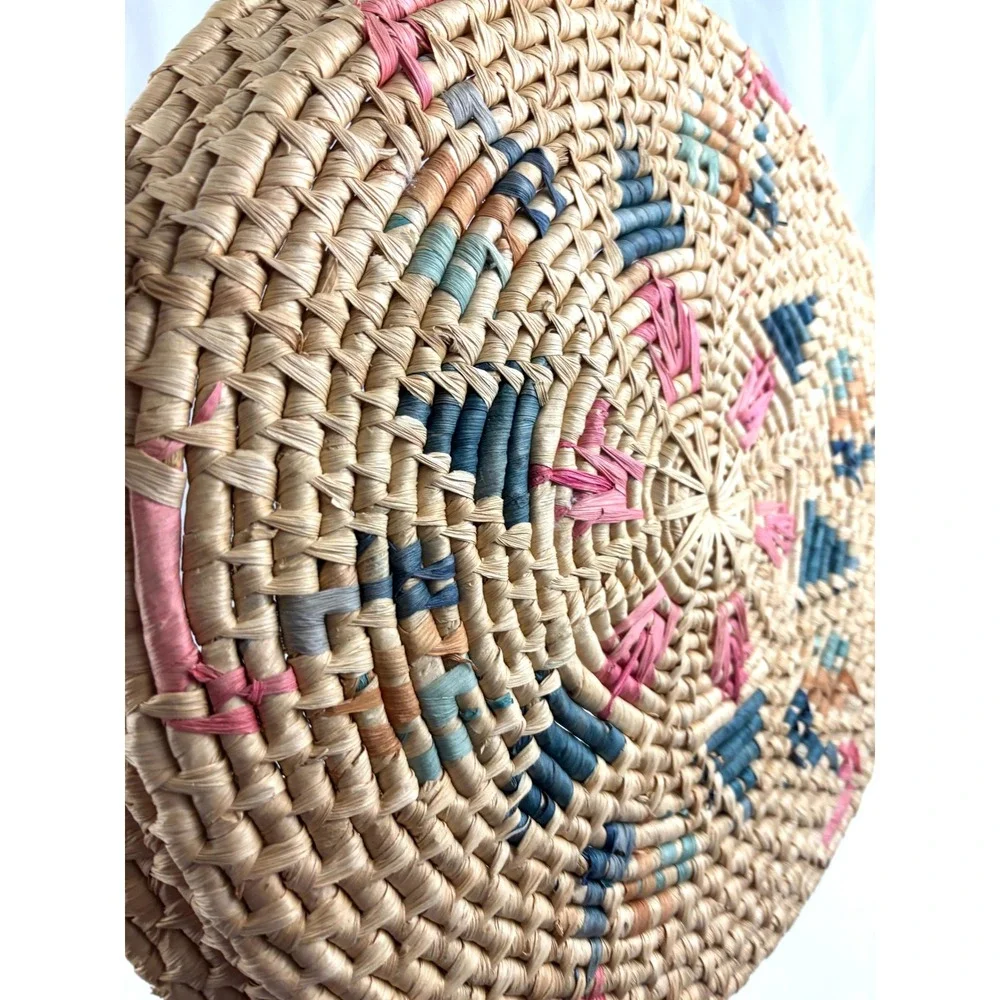 Vtg Southwest Native American Style‎ Basket Tray Papago Tohono Oodham Woven 16